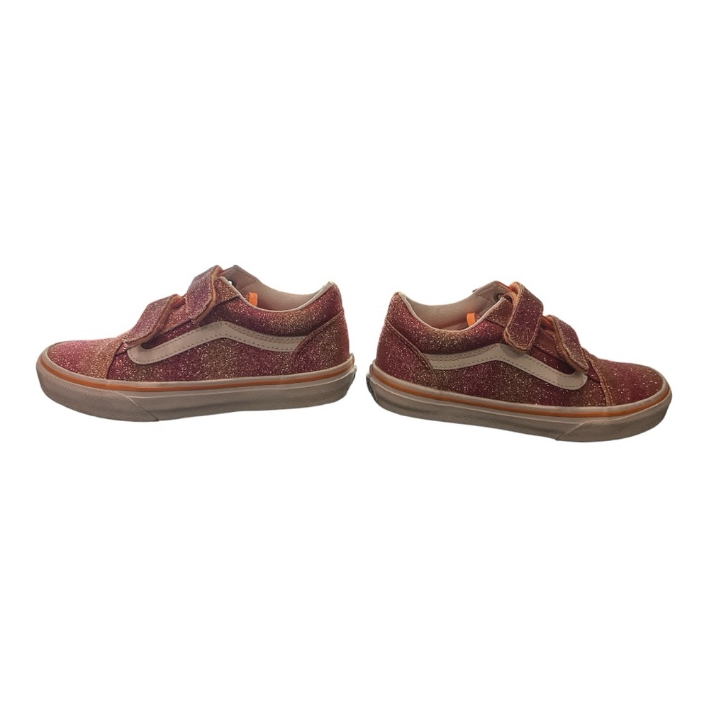 Sparkly Pink and Orange Velcro Kids Vans - Picture 3 of 3